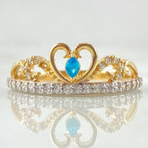 Crown Heart Ring Oleated 2.55gr / Size 6 3/4 / Two-tone Yellow White 18K Gold