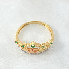 Heart Crown Ring Quinces 3.2gr / Size 7 1/4 / Two Tone Yellow White 18K