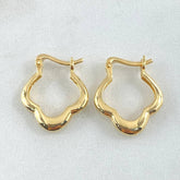 Clover Flower Hoop Earrings 3.2gr / 2cm / 18K Yellow Gold *