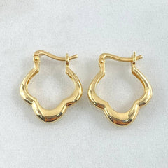 Clover Flower Hoop Earrings 3.2gr / 2cm / 18K Yellow Gold *