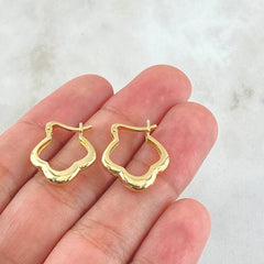 Clover Flower Hoop Earrings 3.2gr / 2cm / 18K Yellow Gold *