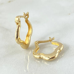 Clover Flower Hoop Earrings 3.2gr / 2cm / 18K Yellow Gold *