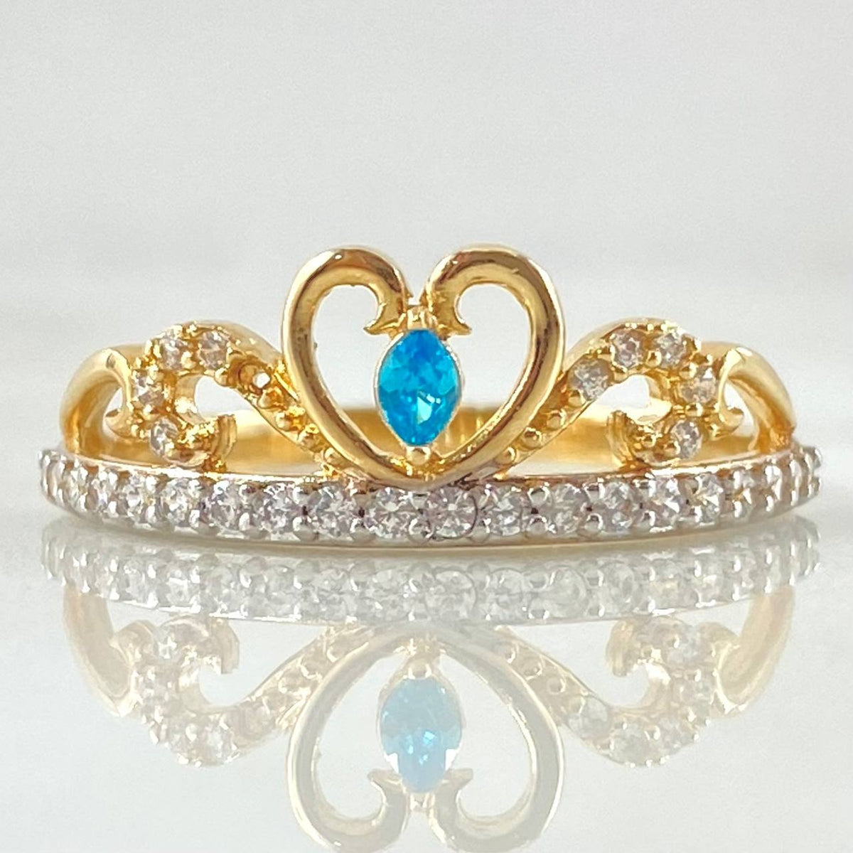 Crown Heart Ring Oleated 2.55gr / Size 6 3/4 / Two-tone Yellow White 18K Gold