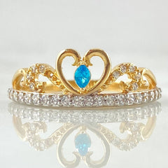 Crown Heart Ring Oleated 2.55gr / Size 6 3/4 / Two-tone Yellow White 18K Gold