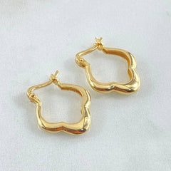 Clover Flower Hoop Earrings 3.2gr / 2cm / 18K Yellow Gold *