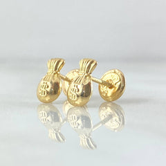 Stud Earrings Money Bag 0.65gr / 18K Yellow Gold
