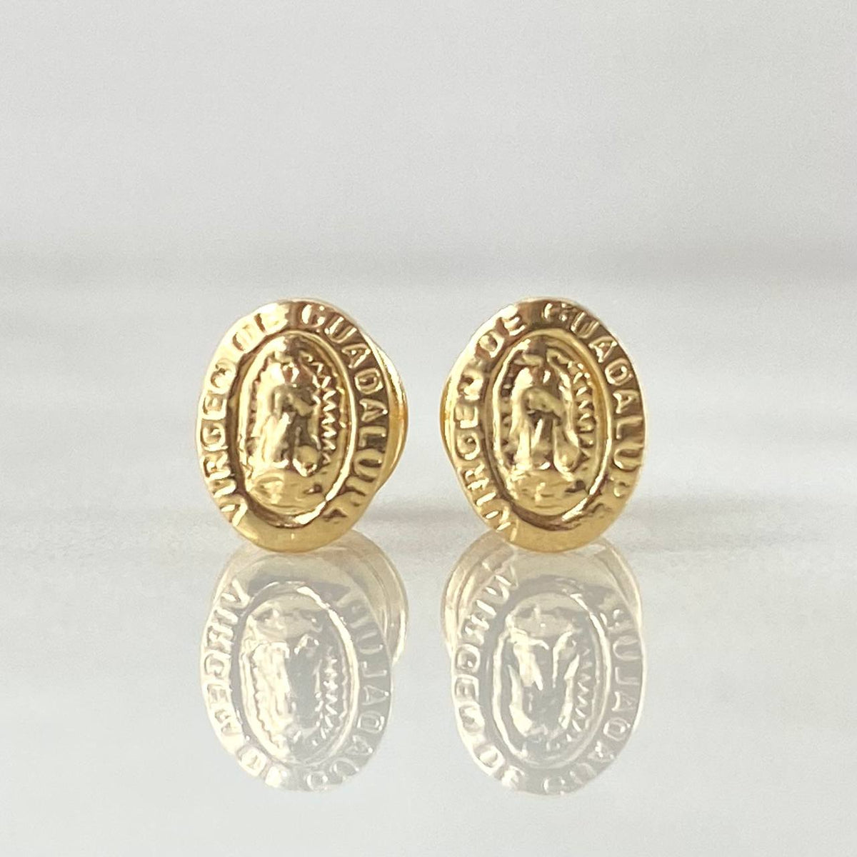 Stud Earrings Virgin Guadalupe 0.6gr / 18K Yellow Gold