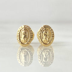 Stud Earrings Virgin Guadalupe 0.6gr / 18K Yellow Gold