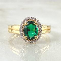 Solitaire Halo Ring 3.25gr / Size 6 1/4 / 18K Yellow Gold *