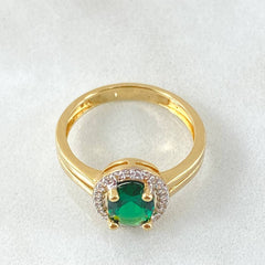 Solitaire Halo Ring 3.25gr / Size 6 1/4 / 18K Yellow Gold *